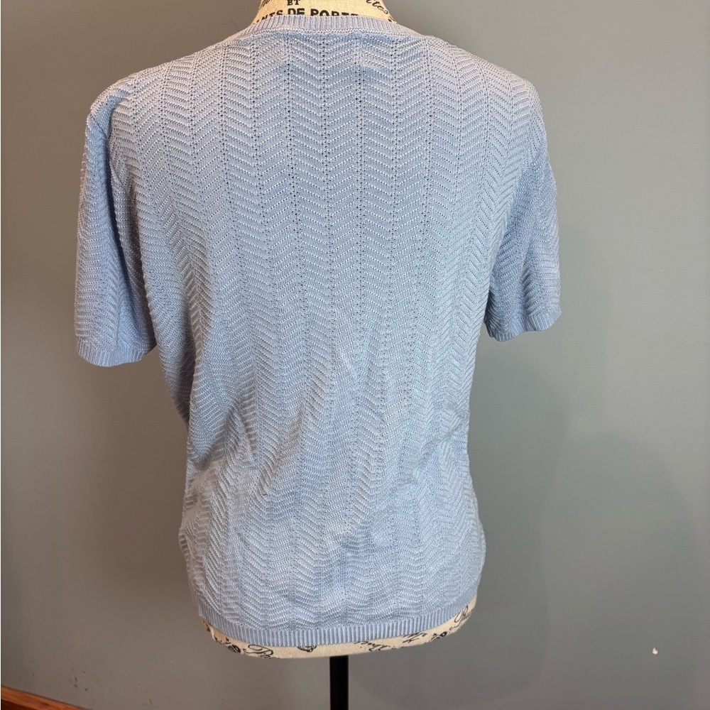Alfred Dunner Light Blue Textured Knit Top - Picture 4 of 5